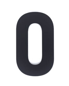 Huisnummer 0 – Lettertype Bahnschrift – 15 cm hoog – Mat zwart