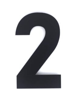 Huisnummer 2 – Lettertype Bahnschrift – 15 cm hoog – Mat zwart