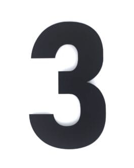 Huisnummer 3 – Lettertype Bahnschrift – 15 cm hoog – Mat zwart