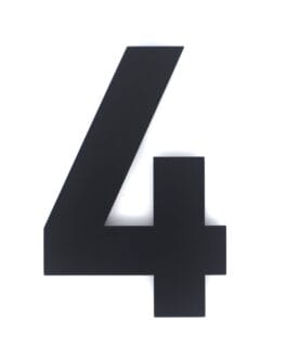 Huisnummer 4 – Lettertype Bahnschrift – 15 cm hoog – Mat zwart