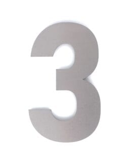 Huisnummer 3 – Lettertype Bahnschrift – 15 cm hoog – RVS