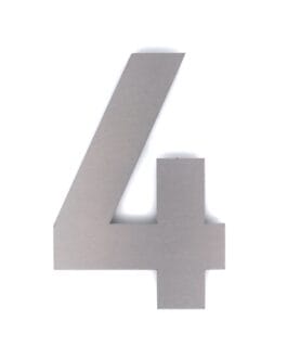 Huisnummer 4 – Lettertype Bahnschrift – 15 cm hoog – RVS