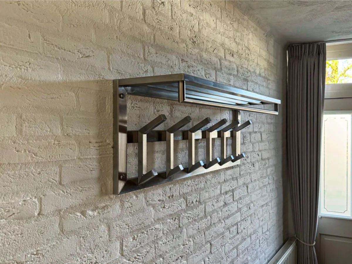 RVS Kapstok met hoedenplank en garderobestang (1) (1)